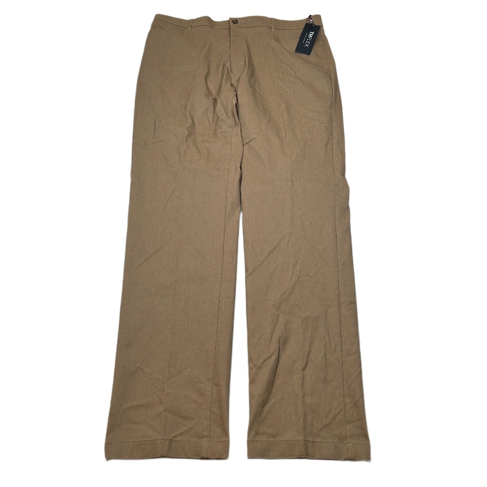 Tommy Hilfiger Performance Twill Pants Mens 36x34 Tan Flex Modern-Fit NEW‎